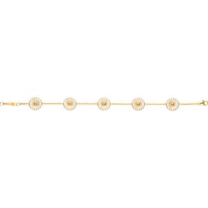 hvitfeldt, smykker, ure, georg jensen, marguerit, daisy, emalje, forgyldt, sølv, armbånd,