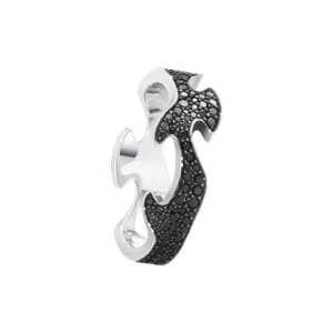 Georg Jensen Fusion centerring str. 54 - Hvidguld - Sorte diamanter