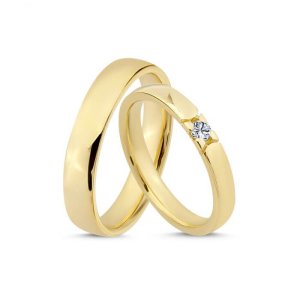 Vielsesring - 14 kt rødguld - 0,07 ct