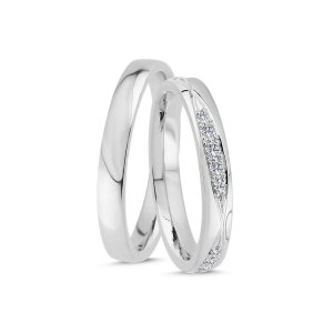 Vielsesring - 14 kt hvidguld - 0,26 ct