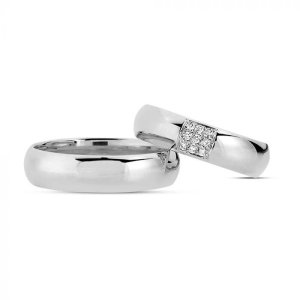 Vielsesring - 14 kt hvidguld - 9 x 0,01 ct