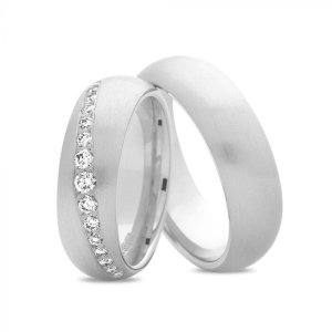 Vielsesring - 14 kt hvidguld - 0,35 ct