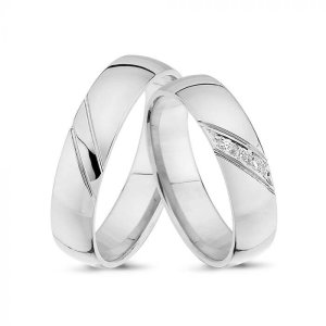 Vielsesringe - sølv - 0,03 ct