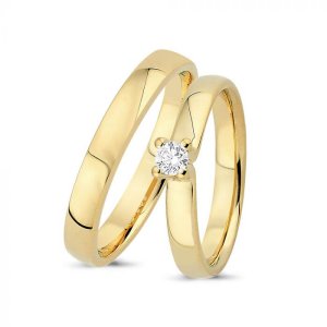 Vielsesringe - 14 kt rødguld - 0,14 ct