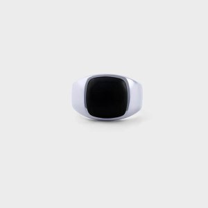 IX STUDIOS Cushion Signet Onyx Ring - sølv