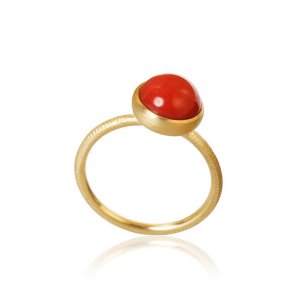 Dulong Fine Jewelry Pacific Ring Str. 52 - Guld - Rød koral