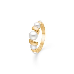 Mads Z Swirl W Pearl ring - 14 kt rødguld