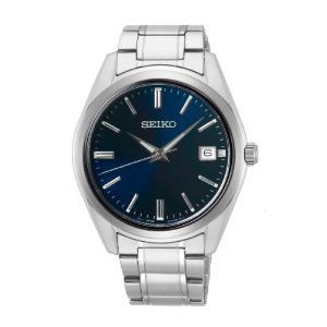 SEIKO CLASSIQUE – Herreur i stål m. blå skive og dato 40mm