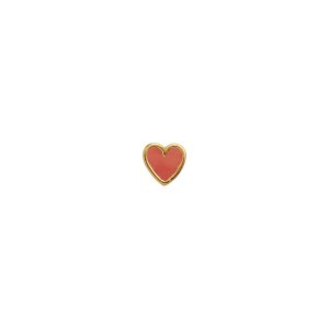 Stine A PETIT LOVE HEART CORAL ENAMEL GOLD ørestik - forgyldt sølv