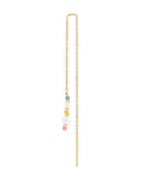 Hultquist,øreringe,ørekæde,ear chain,perler,farver,grøn,,pink,gul, S08209 G