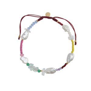 Stine A ELDORADO BRACELET WITH VENICE BEACH MIX & BURGUNDY RIBBON armbånd