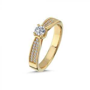 Forlovelsesring - 14 kt rødguld - 0,22 ct