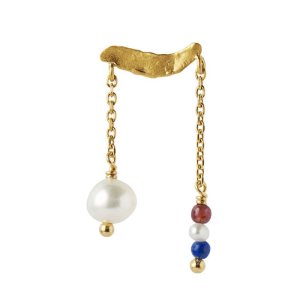 Stine A Petit Gold Splash Earring Chain & French Kiss ørestik - forgyldt sølv