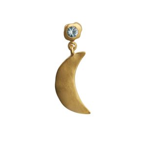 Stine A BIG DOT BELLA MOON EARRING WITH BLUE LAGUNE STONE ørestik - forgyldt sølv