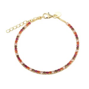 Aqua Dulce Pink Tennis armbånd - forgyldt sølv