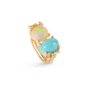 OLE LYNGGAARD COPENHAGEN BoHo ring str. 54 - 18kt Rødguld - Opal & turkis