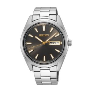 SEIKO CLASSIQUE – Herreur i stål m. sort skive og gule detaljer 40mm