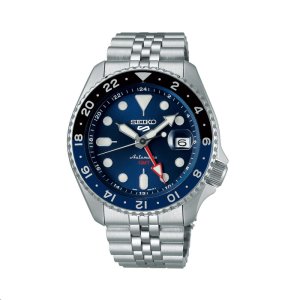 SEIKO 5 SPORT GMT – Herreur Automatic i stål m. blå/sort skive 42,5mm
