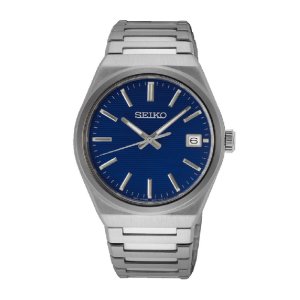 SEIKO CLASSIQUE - Herreur i stål m. blå skive og dato 38,5mm
