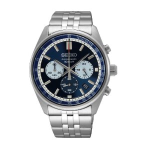 SEIKO SPORTS CHRONOGRAPH - Herreur i stål m. blå skive 41,5mm