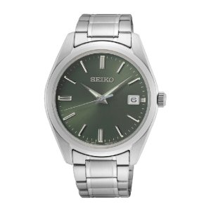 SEIKO CLASSIQUE – Herreur i stål m. armygrøn urskive 40mm