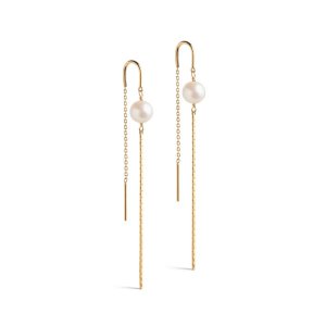 Enamel Aga Pearl øreringe - forgyldt sølv
