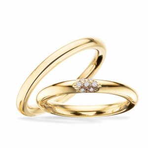 Scrouples vielsesringe - 8 kt rødguld - 0,07 ct