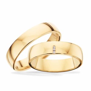 Scrouples vielsesringe - 14 kt rødguld - 0,015 ct