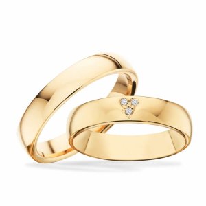 Scrouples vielsesringe - 8 kt guld - 0,03 ct