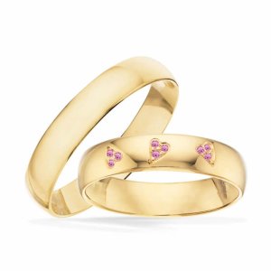 Scrouples vielsesringe - 8 kt guld - 0,045 ct pinke safirer
