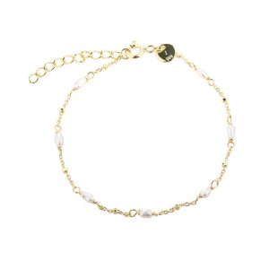 Aqua Dulce Rice Dot Single armbånd - forgyldt sølv