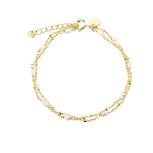 Aqua Dulce Rice Dot Double armbånd - forgyldt sølv