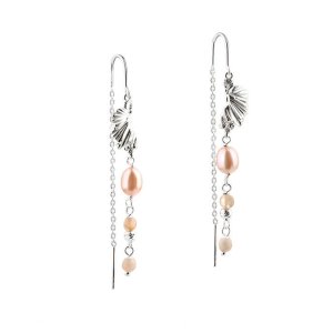 Aqua Dulce Koi Rose Thread øreringe - sølv
