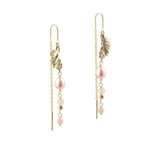 Aqua Dulce Koi Rose Thread øreringe - forgyldt sølv