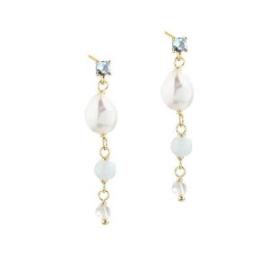 Aqua Dulce Sky Blue Pearl øreringe - forgyldt sølv
