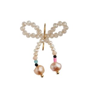 Stine A Glow Bow ørering - Creamy Colors - forgyldt sølv
