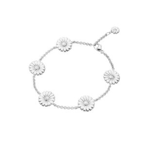 Georg Jensen Daisy armbånd - sølv med hvid emalje