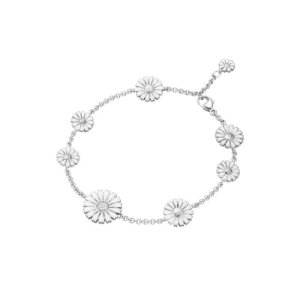 Georg Jensen Daisy armbånd - sølv med hvid emalje - 7 margueritter