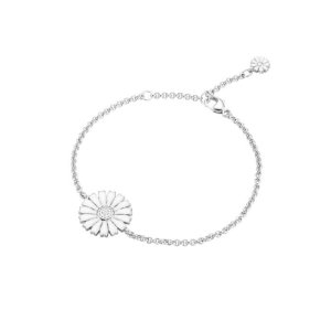 Georg Jensen Daisy armbånd - sølv med hvid emalje - 15 mm