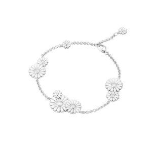 Georg Jensen Daisy armbånd - sølv med hvid emalje - 8 margueritter