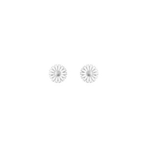 Georg Jensen Daisy Marguerit ørestikkere - sølv med hvid emalje - 11 mm