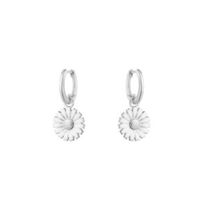 Georg Jensen Daisy creoler - sølv med hvid emalje