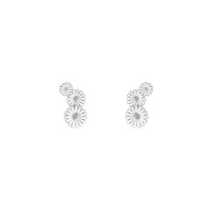 Georg Jensen Daisy øreringe - sølv med hvid emalje - 3 margueritter