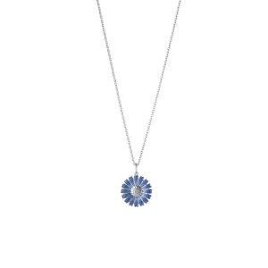 Georg Jensen Daisy Marguerit halskæde - sølv med blå emalje - 18 mm