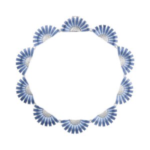 Georg Jensen Daisy halskæde - Sølv m. blå emalje - Halve blomster