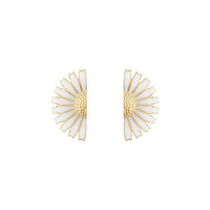 Georg Jensen Daisy Limited Edition øreringe - forgyldt sølv med hvid emalje