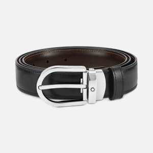 Montblanc Horseshoe Buckle Black/Brown 30MM Reversible Leather Belt
