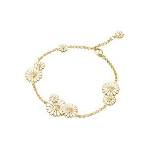 Georg Jensen Daisy armbånd – forgyldt sølv med hvid emalje – 9 margueritter