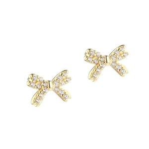 Aqua Dulce Darling Bow ørestikker - forgyldt sølv - 7mm