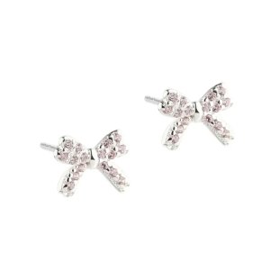 Aqua Dulce Rose Darling Bow ørestikker - sølv - 7mm